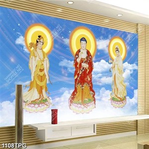 Tranh Phật Quan Âm và Phật Tổ trên trời