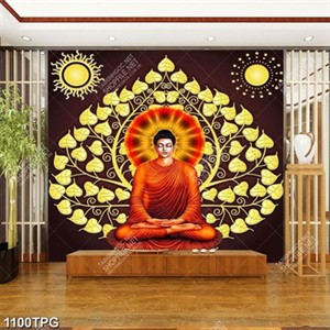 Tranh Phật Thích Ca và mặt trăng, mặt trời