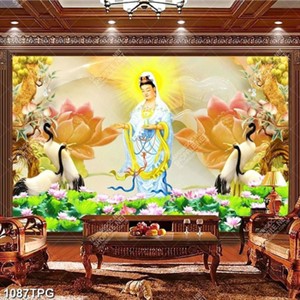 Tranh Quan Âm Bồ Tát và hoa Sen