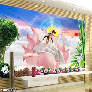 Tranh Phật Quan Âm trên đài Sen