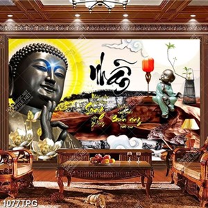 Tranh tranh tượng Pht và thư pháp chữ nhẫn