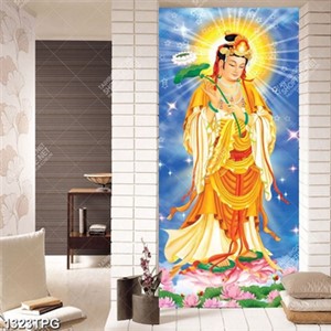 Tranh Quan Thế Âm Bồ Tát in kính đẹp
