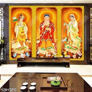 Tranh Tây Phương Tam Thánh cực lạc