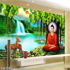 Tranh Phật Thích Ca và cây Bồ Đề