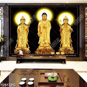Tranh Tây Phương Tam Thánh mạ vàng chất lượng cao