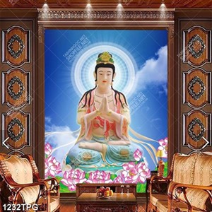Tranh Quan Âm Bồ Tát và hoa Sen
