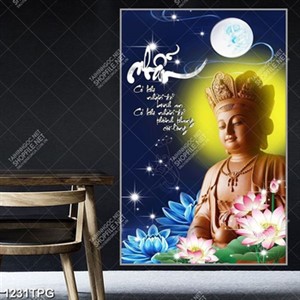 Tranh Phật Quan Âm chất lượng cao và thư pháp chữ nhẫn