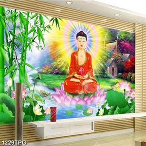 Tranh Tranh Phật A Di Đà và phong cảnh