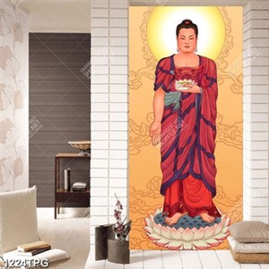 Tranh Phật A Di Đà in kính cao