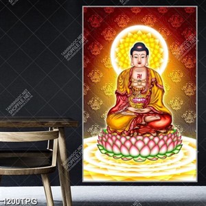 Tranh Phật A Di Đà in kính chất lượng cao