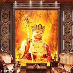 Tranh Tượng Địa Tang Vương in kính đẹp