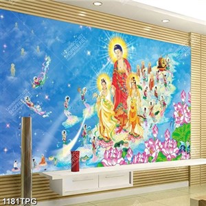 Tranh Tây phương cực lạc in kính chất lượng cao