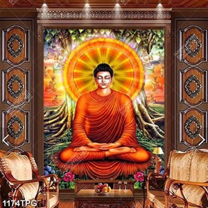 Tranh Phật Thích Ca dưới cây bồ đề chất lượng cao