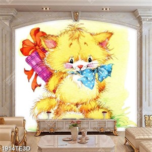 Tranh màu nước chú mèo ngộ nghĩnh