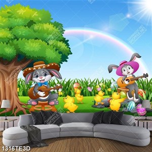 Tranh thỏ con đàn hát trong khu rừng chất lượng cao