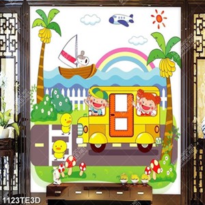 Tranh bé đến trường in tường đẹp