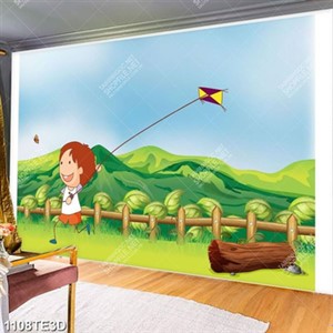 Tranh chú bé thả diều trên cánh đồng chất lượng cao