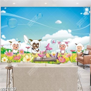 Tranh chú cừu trên cánh đồng trang trí tường đẹp