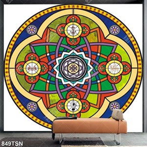 Tranh hoạ tiết tròn in kính đẹp