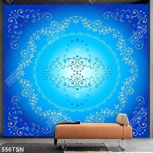 Tranh thảm hoa văn nền xanh dương