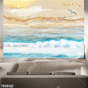 Tranh ghép phong cảnh biển bằng vân đá