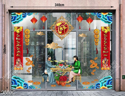 Tranh vector decal hai cô gái tâm sự ngày tết