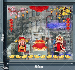 File tranh vector thần tài và lân đỏ