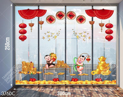 Vector decal em bé và tiền vàng trang trí tết