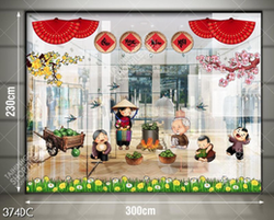 Tranh gia đình quây quần bên nồi bánh chưng file vector