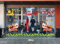 Tranh file vector cdr lân đỏ và gia đình đi chơi tết