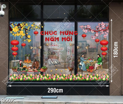 Vector trang trí cửa kính chúc mừng năm mới