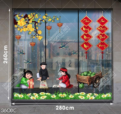 Tranh bé làm ông đồ file vector