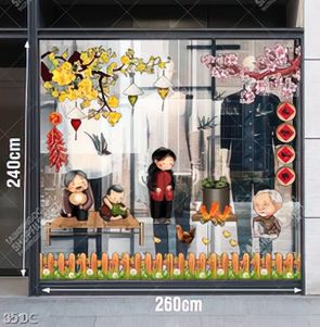 File tranh vector gia đình vui vẻ nấu bánh chưng