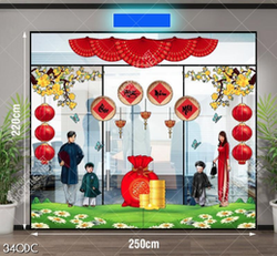 Tranh file vector dcr gia đình đón tết và tiền vàng