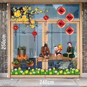 File tranh cdr gia đình nấu bánh chưng ngày tết