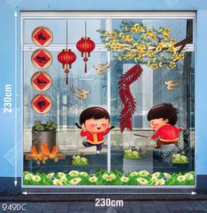 Tranh file vector cdr  hai em bé vui nhộn bên nồi bánh chưng