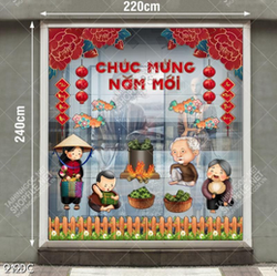 Tranh gia đình sum vầy bên nồi bánh chưng đón tết file vector