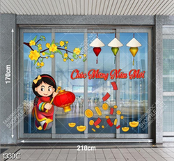 Tranh em bé mặc áo dài đỏ cầm lồng đèn file cdr