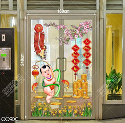 Tranh file cdr bé viết câu đối bên nồi bánh chưng