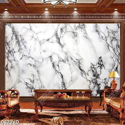 Đá trắng vân đen chất lượng in kính bếp đẹp