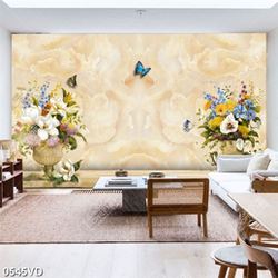 Tranh bình hoa nền gạch chất lượng cao