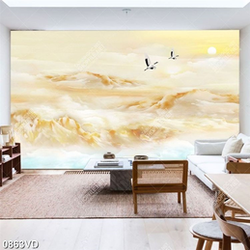 Tranh đá cẩm thạch và chim Hạc