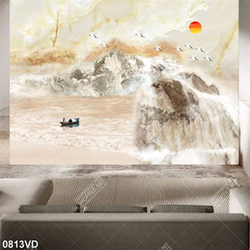 Tranh vân đá thác phong thủy