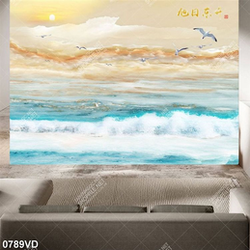 Tranh đá cẩm thạch và chim hải âu