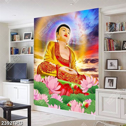 Tranh Phật và hoa Sen