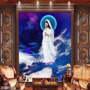 Tranh Quan Thế Âm Bồ Tát cưỡi rồng đẹp