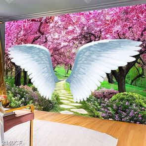 Tranh treo tường đôi cánh trắng trong khu rừng hoa
