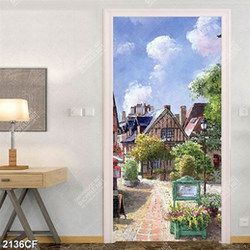 Tranh sơn dầu khổ dọc khu phố Châu Âu