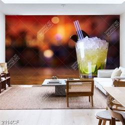 Tranh dám tường quán coffee ly chanh đá đẹp mắt