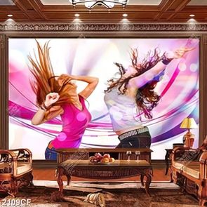 Tranh 3D 2 cô gái nhảy theo điệu nhạc